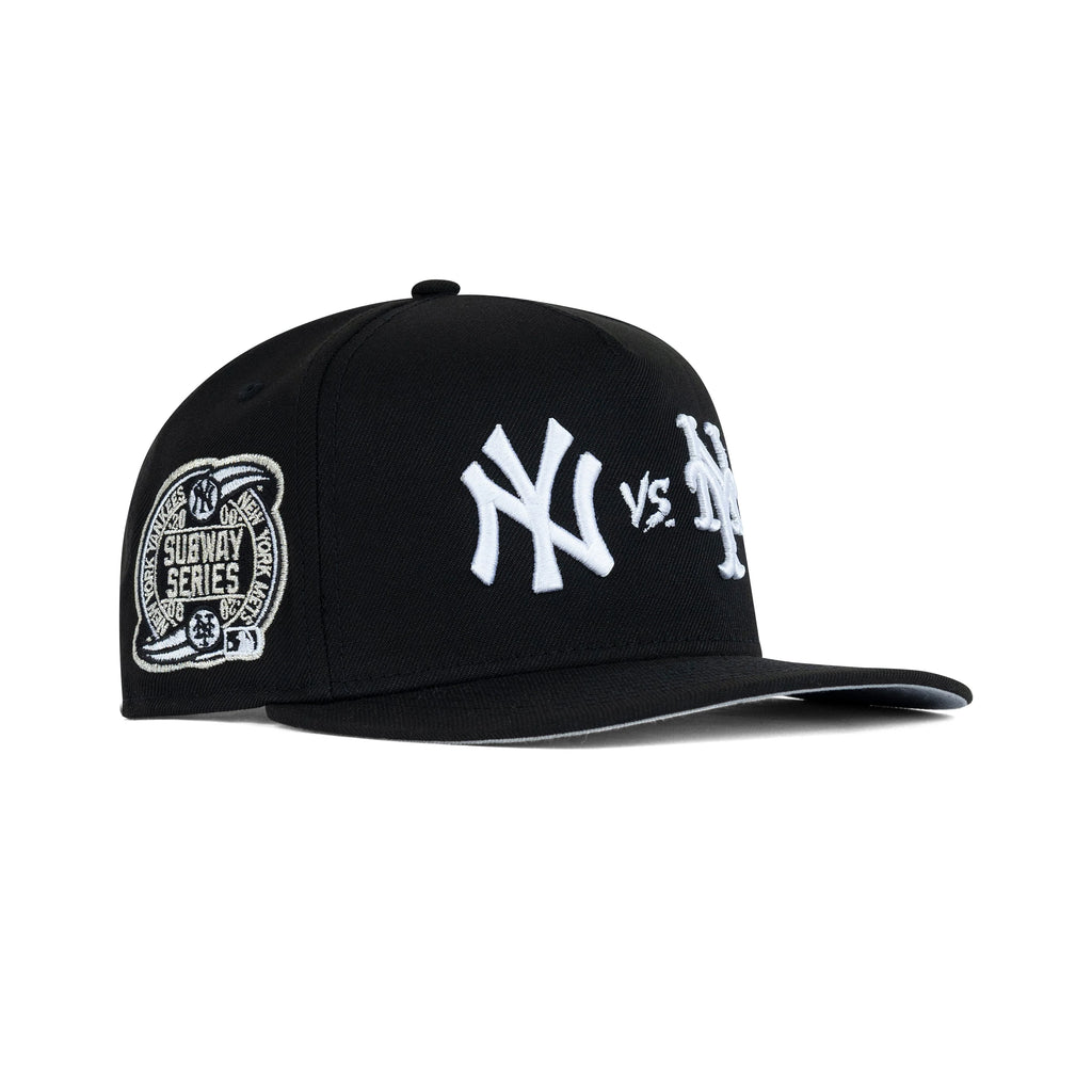 New Era NYY vs. NYM A-Frame Snapback Grey Bottom "Black White" (2000 Subway Series Embroidery)