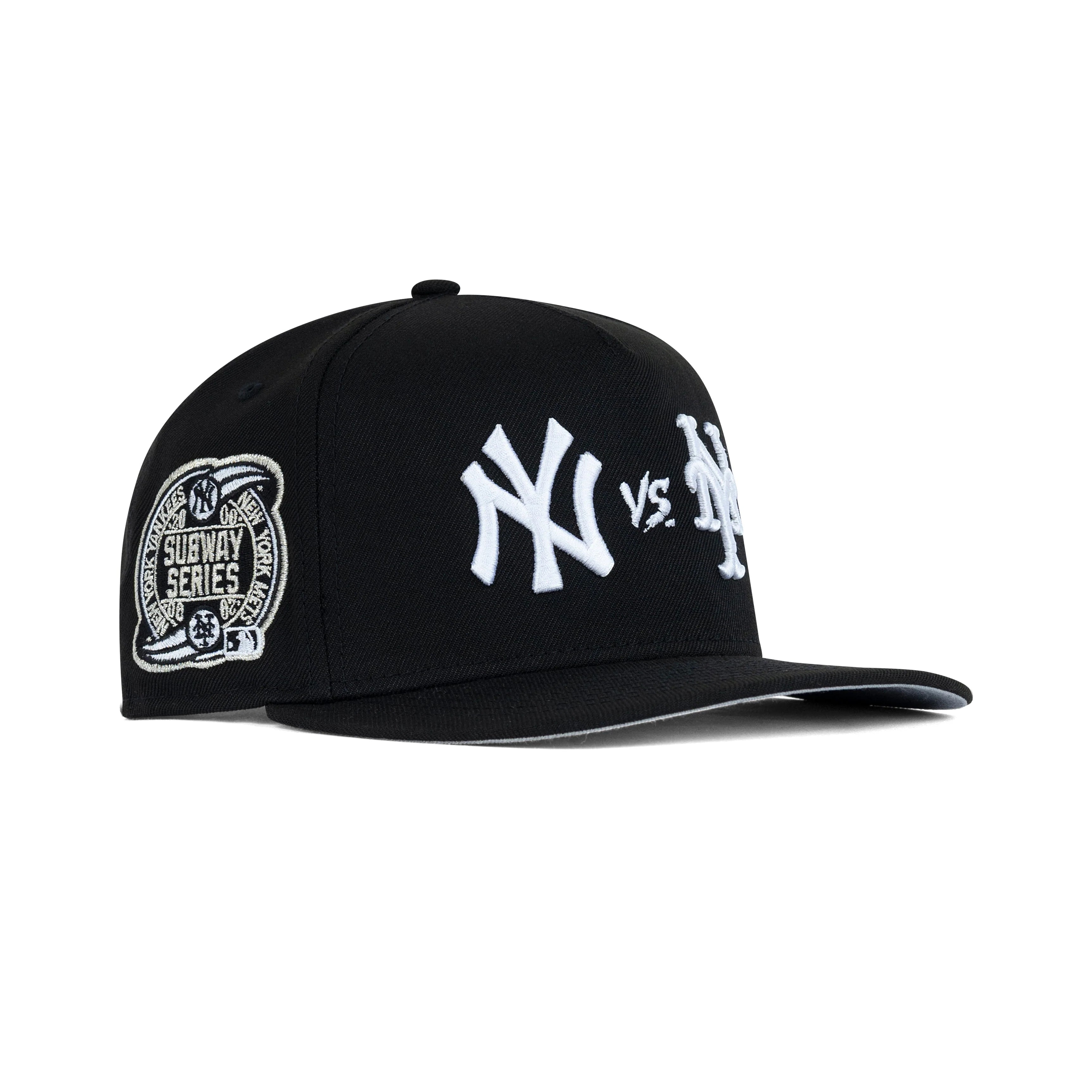 New Era NYY vs. NYM A-Frame Snapback Grey Bottom "Black White" (2000 Subway Series Embroidery)