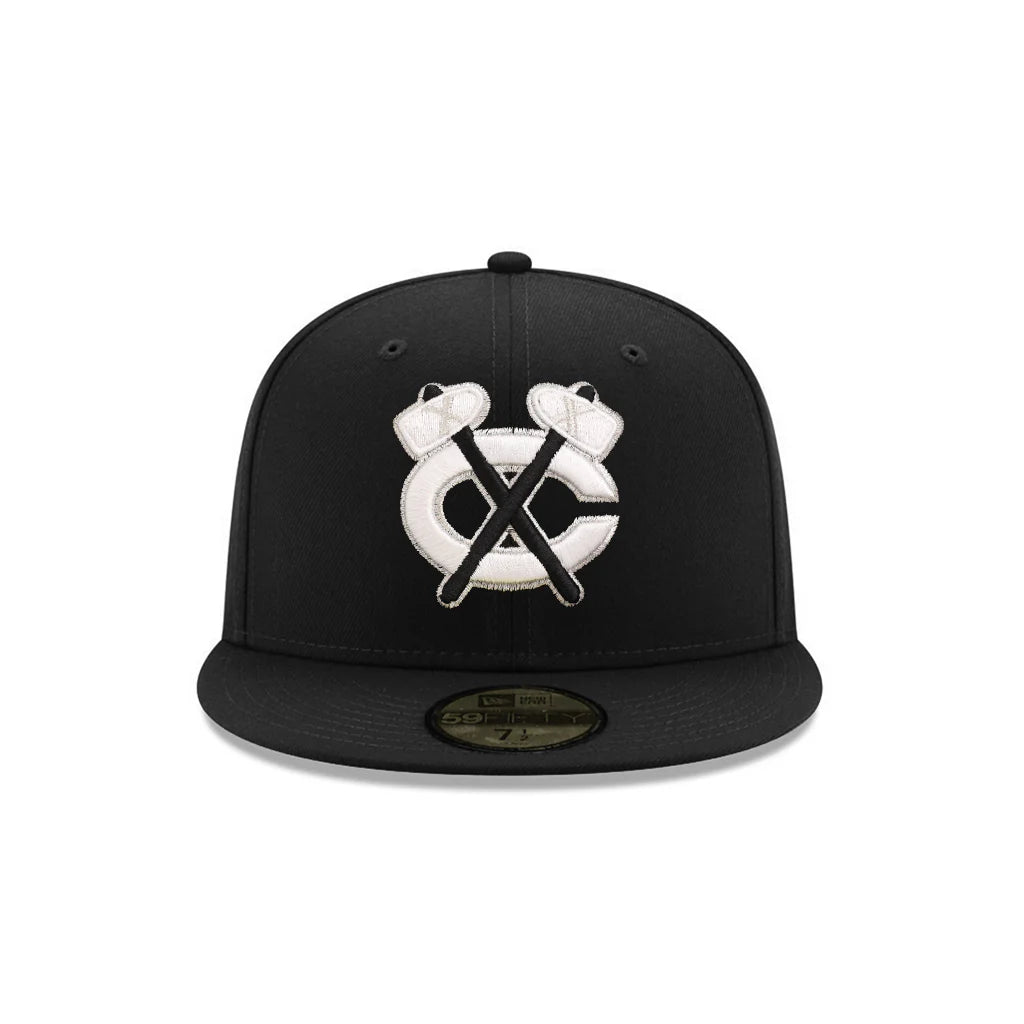 Chicago Blackhawks Black On White Chief Logo SP 59Fifty Fitted