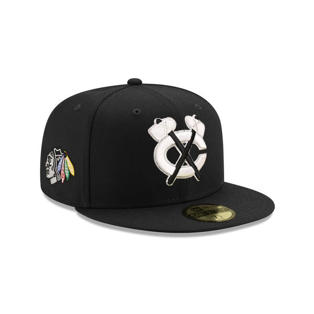 Chicago Blackhawks Black On White Chief Logo SP 59Fifty Fitted
