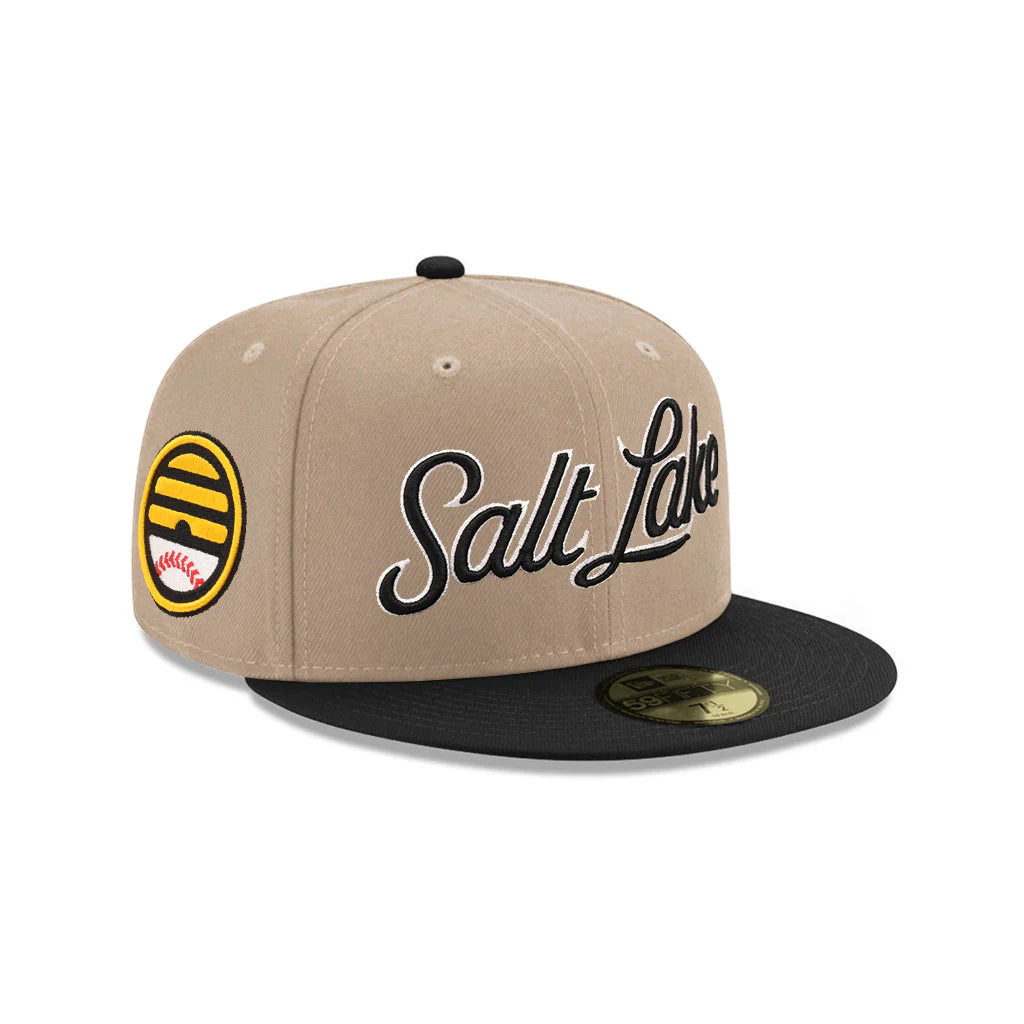 New Era Salt Lake City Bees Camel Black 2 Tone Bee Hive SP MiLB 59Fifty Fitted